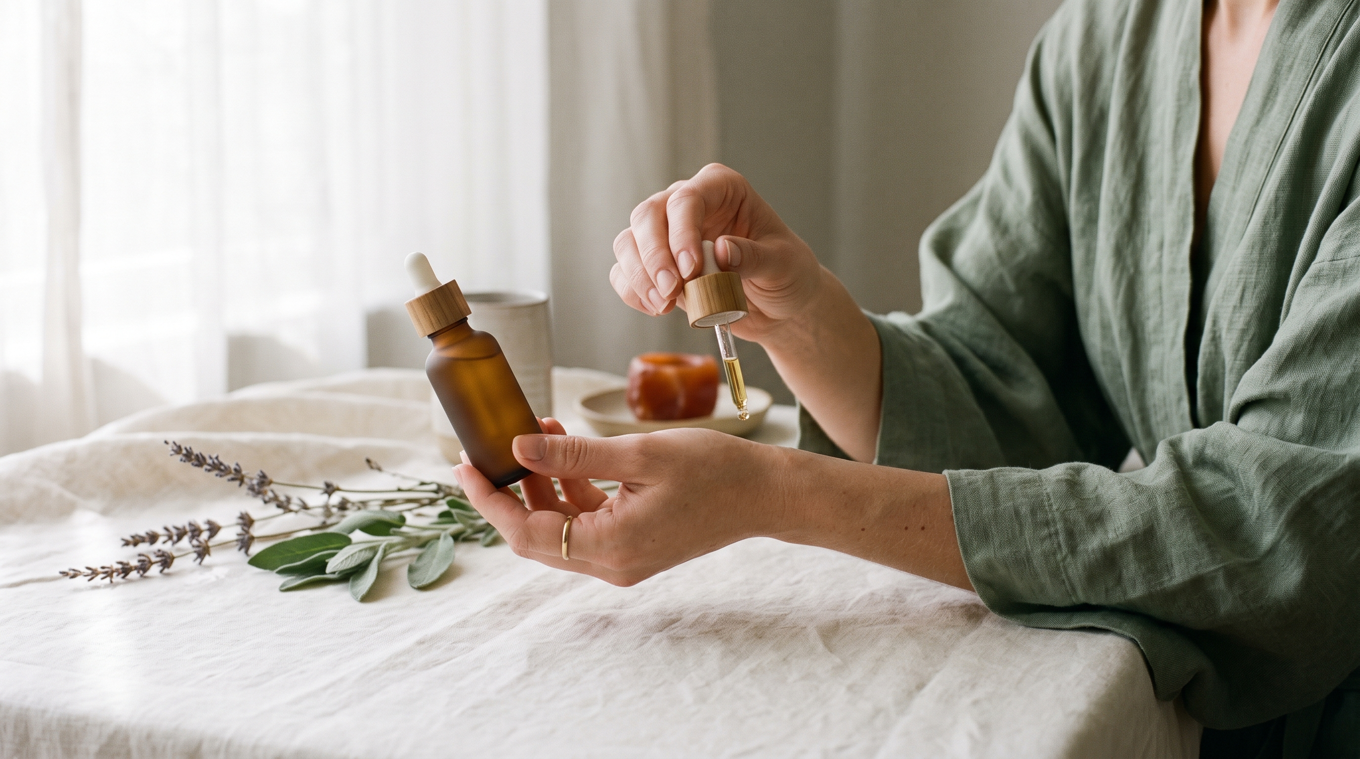 Ritual matinal de skincare em uma campanha
